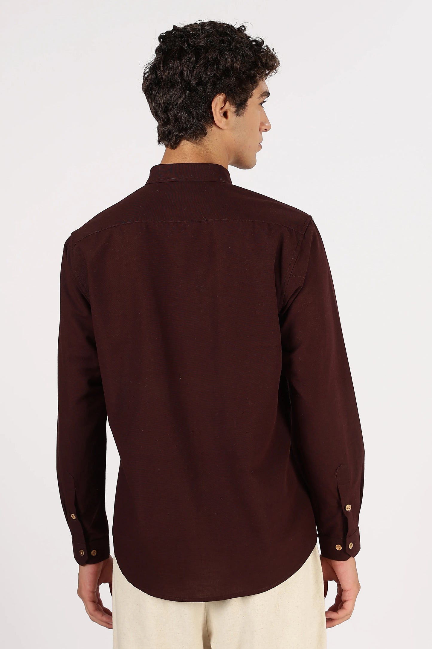 Clothica Premium Dark Brown Embroidered Cotton Casual Shirt for Men – Regular Fit Full Sleeve Stylish Everyday Wear
