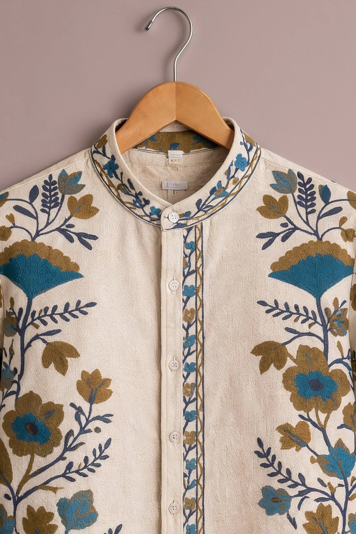 Men's Cream Floral Printed Casual Shirt