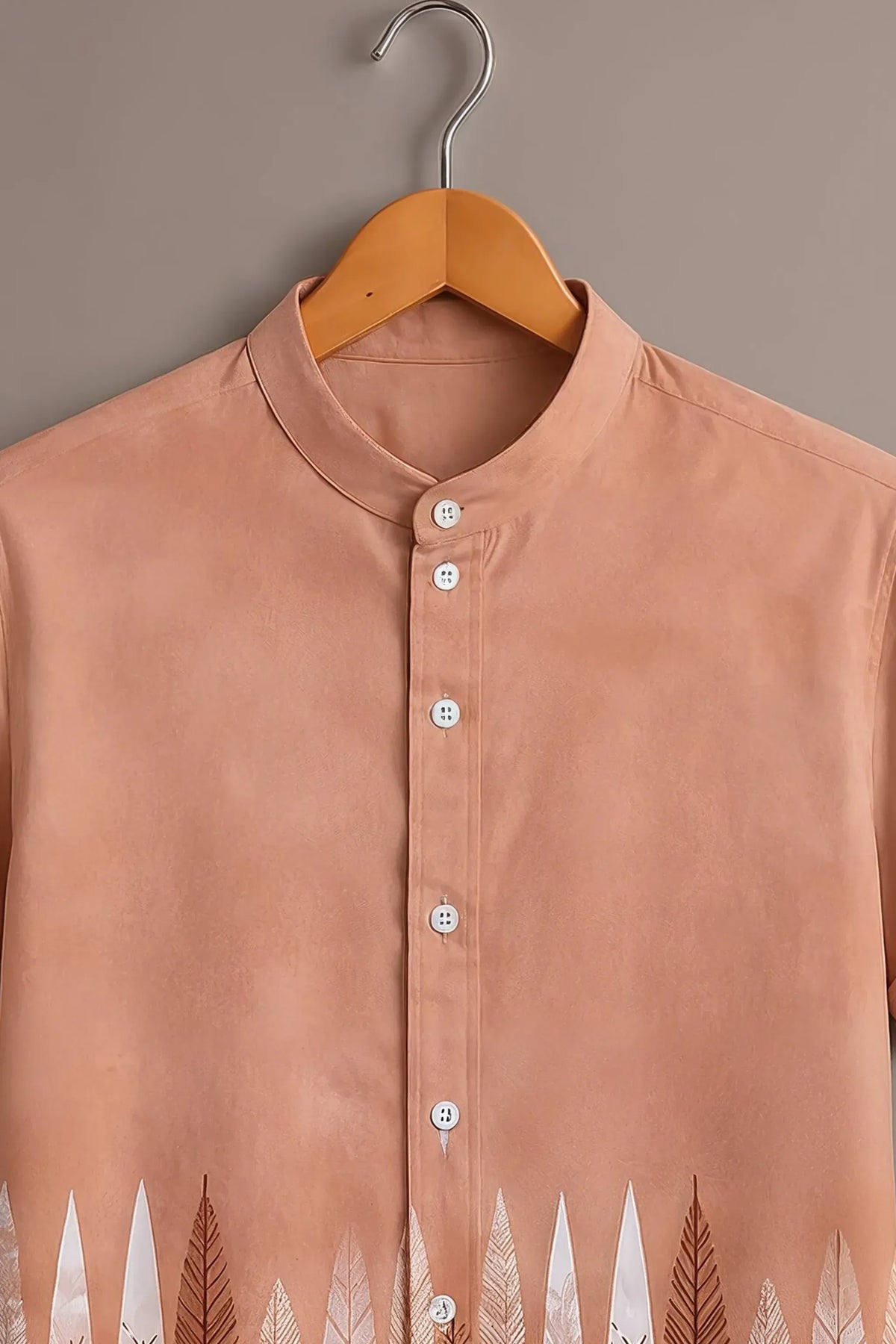 Men's Peach Leaf Print Casual Shirt